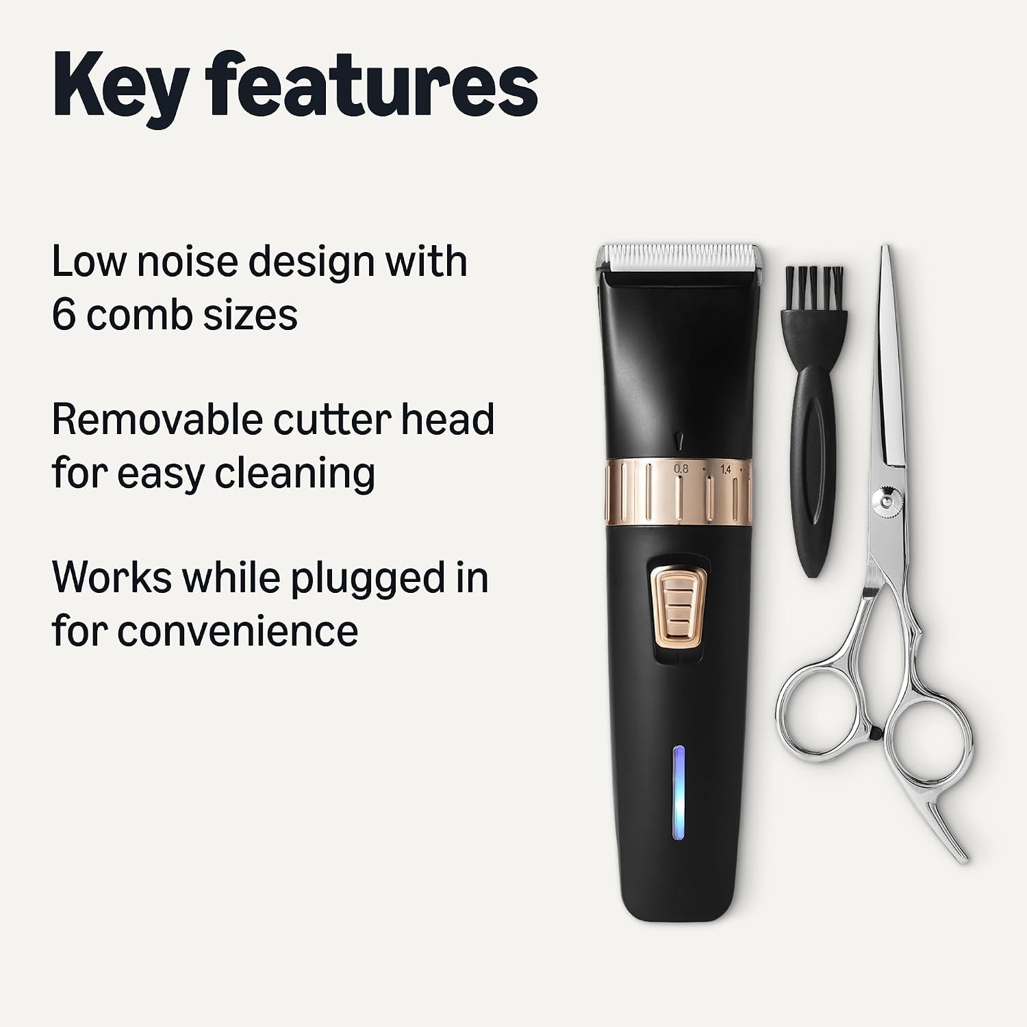 amazon-basics-dog-clippers-low-noise-rechargeable-cordless-pet-grooming-kit-with-6-comb-sizes-for-dogs-cats-black