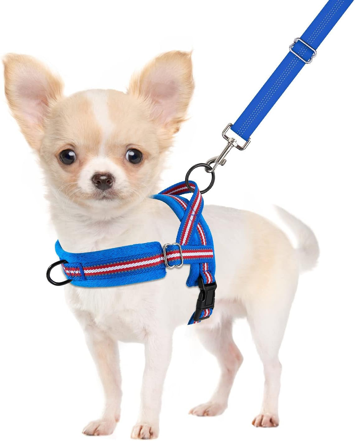 slowton-no-pull-small-dog-harness-and-leash-set-puppy-soft-vest-harness-neck-chest-adjustable-reflective-lightweight-harness-anti-twist-pet-lead-combo-for-small-medium-dogs-fuchsia-xxs