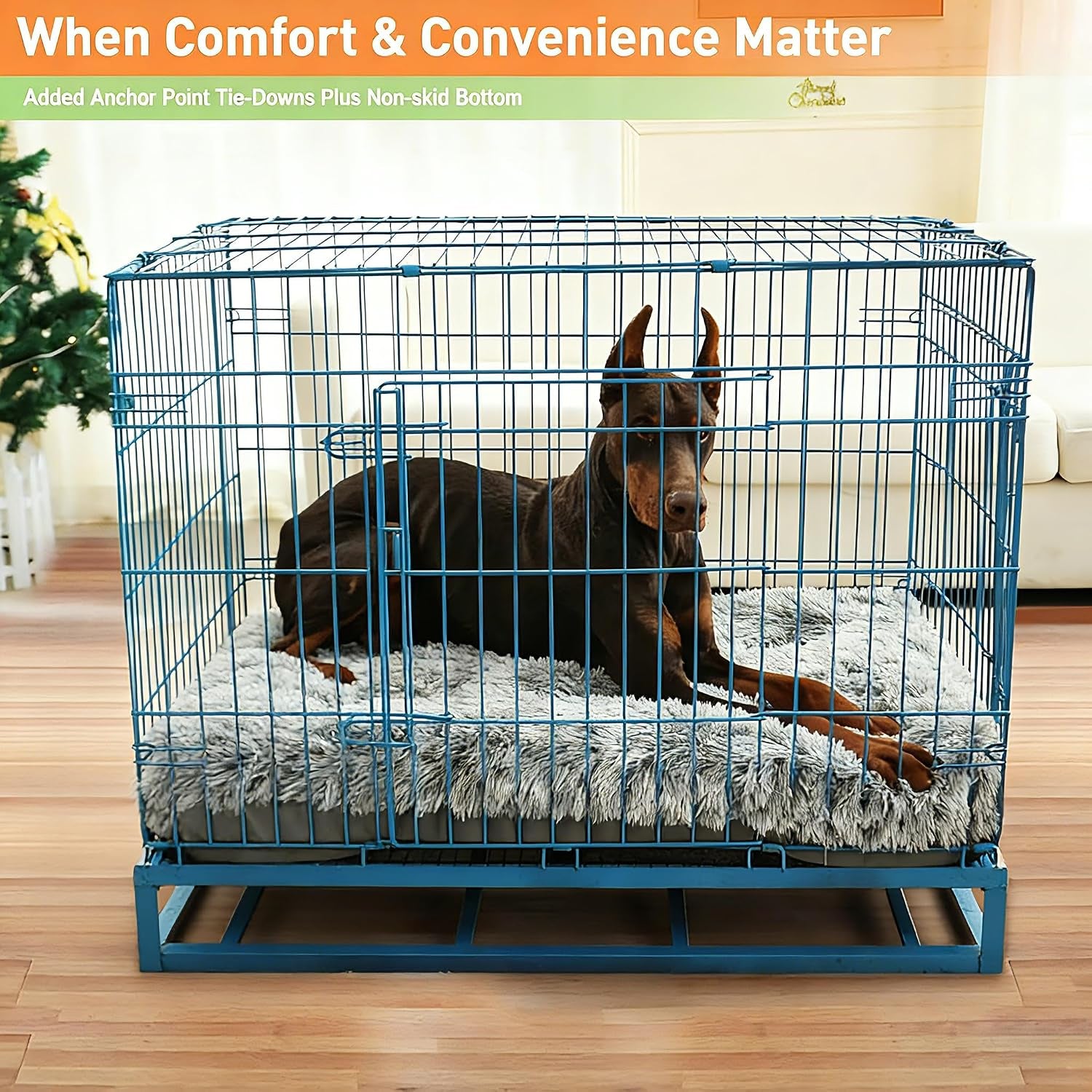 kisyyo-premium-washable-orthopedic-dog-bed-41-extra-large-crate-mat-with-non-slip-base-plush-support-for-pets-up-to-90-lbs-grey