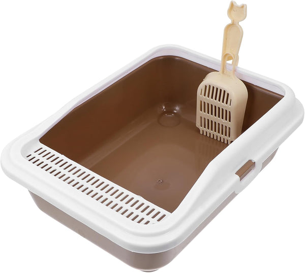 Milisten Cat Litter Box with Scoop Splash-Proof Kitten Litter Pan Medium Square Plastic Cat Toilet and Pet Housebreaking1