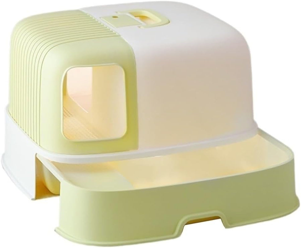 pet-supplies-hooded-cat-litter-box-with-scoop-handle-portable-enclosed-trayblue