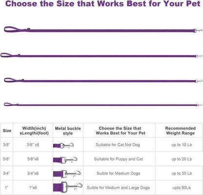 AMAGOOD 6 FT Puppy/Leash, Strong Traditional Style with Easy to Use Collar Hook, Great for Small, Medium and Large Dogs (5/8In X 6 Ft, Purple)9