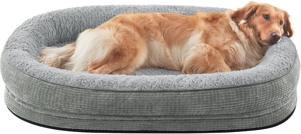 JOEJOY Orthopedic Dog Beds Large Sized Dog, XL Egg-Crate Memory Foam Pet Couch Bed with Bolster Sides, Waterproof Lining, Removable Washable Cover & Non-Slip Bottom, Grey21