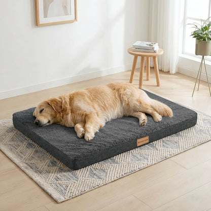 Patas Lague Orthopedic Dog Bed Large Sized Dog 36''X24'',Soft Waterproof Egg Crate Foam Medium Pet Crate Beds Mat with Removable Washable Cover and Non-Slip Bottom, Black7