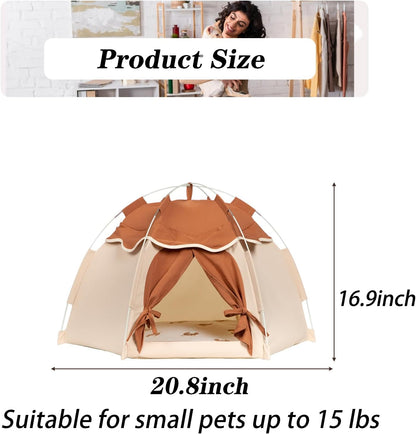 Gigreinc Cat Tent for Indoor, Indoor Dog House,Kitten Tent Suitable for Samll Dogs,Pet Cute Cave Nest Dog Houses(Beige, Medium)4