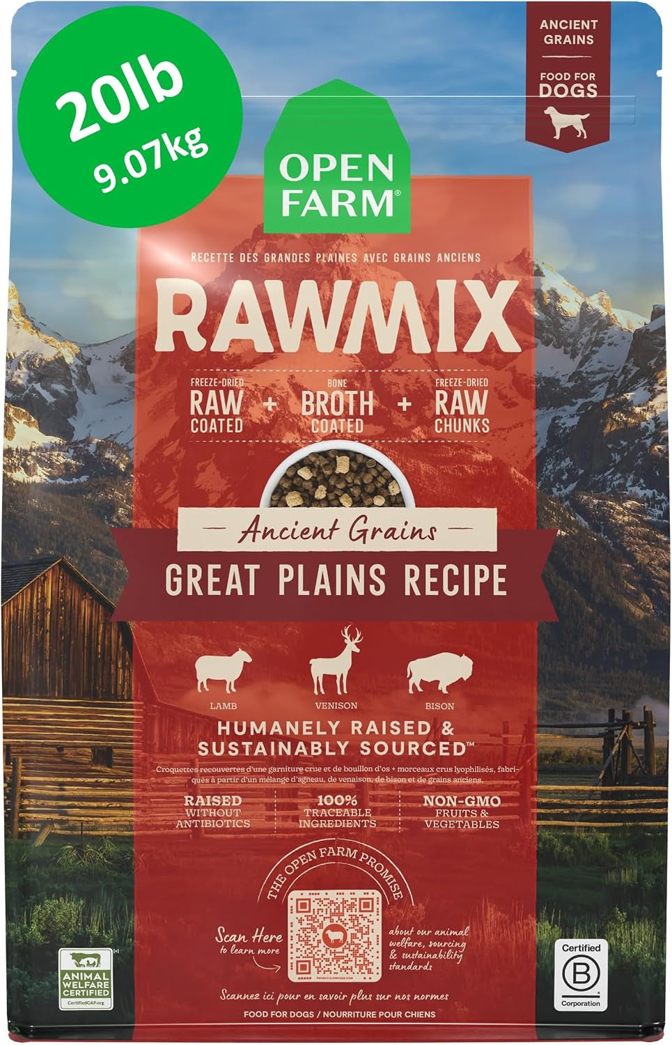 open-farm-rawmix-ancient-grains-dry-dog-food-wild-ocean-kibble-20lb-bag-wild-caught-whitefish-salmon-and-rockfish-freeze-dried-raw-chunks-100-traceable-ingredients-non-gmo-fruits-veggies