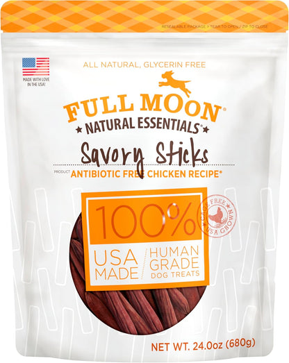 Full Moon All Natural Human Grade Dog Treats, Essential Beef Savory Sticks, 22 Ounce, 1.375 Pound (Pack of 1) | Human Grade, No Corn, No Wheat, No Soy, Glycerin Free, Made in the USA17