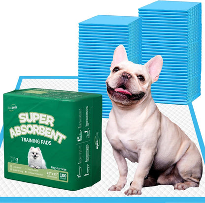 IMMCUTE Puppy Pads 22"X23" 100 Count | 6-Layer Leak-Proof & Super Absorbent Dog Training Pads | Disposable Potty Pads for Puppies, Dogs, Cats & Rabbits | Blue & White1