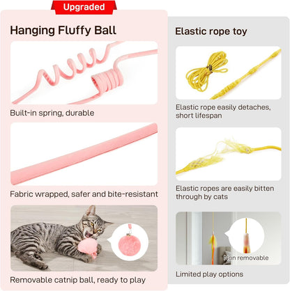 Potaroma Hanging Fluffy Cat Catnip Ball Toys 3 Pcs with Bell, Interactive Cat Teaser Retractable Toys Indoor Kitten Play Chase Exercise Physical Stimulation | Cat Teaser, Retractable Toys Indoor Kitten Play Chase Exercise Physical Stimulation3