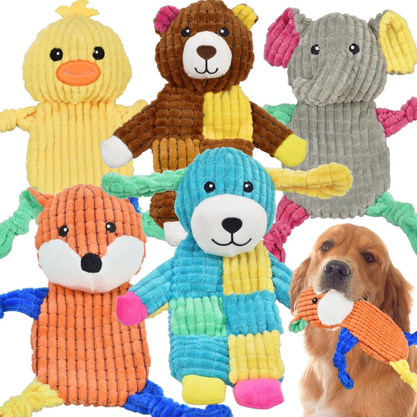 LECHONG 5Pcs Squeaky Dog Toys, Large Crinkle Dog Toys for Large Medium and Small Dogs, Puppy Toys to Keep Them Busy Great Value Dog Toy Bundle1