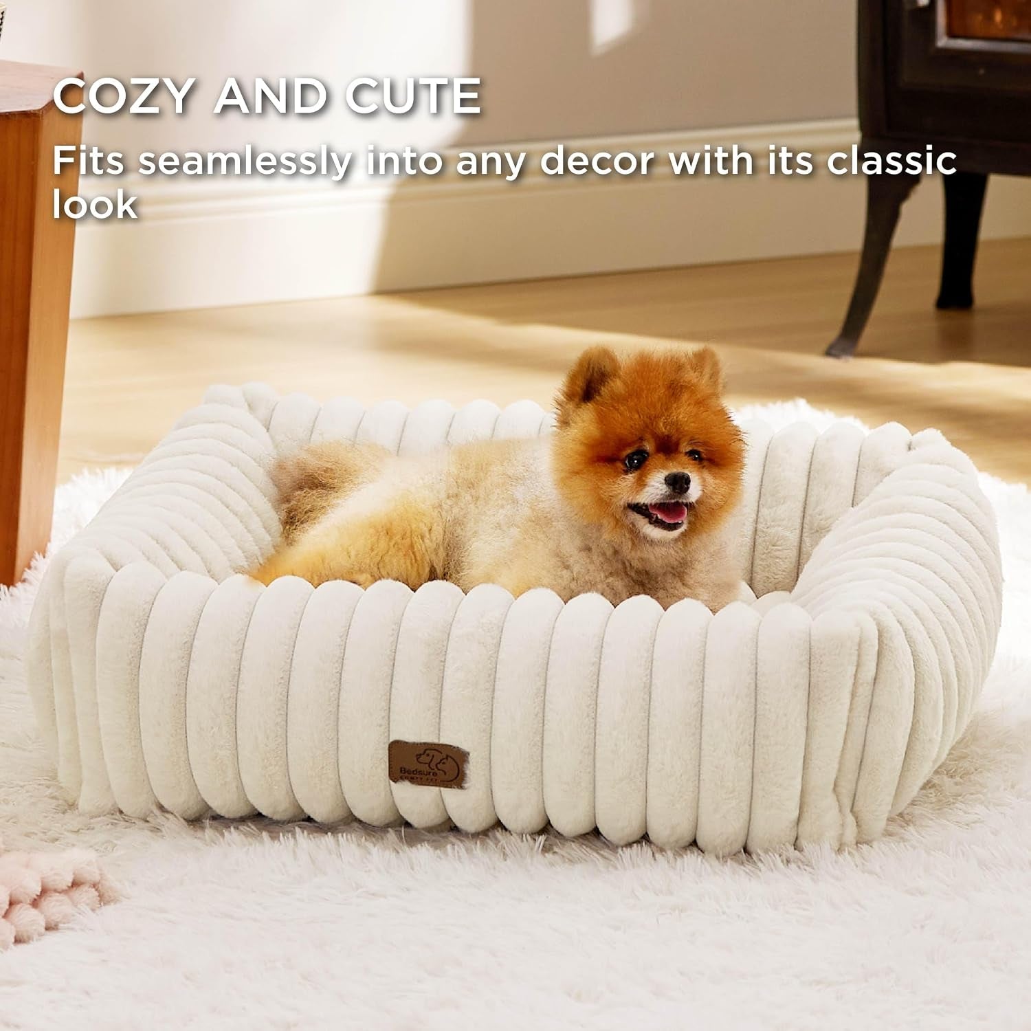 bedsure-comfyfleece™-cute-dog-bed-for-small-medium-dogs-washable-25in-cream-furry-puppy-beds-square-rectangle-orthopedic-corduroy-aesthetic-pet-beds-removable-zipper-cover-non-slip-bottom-up-to-15-lbs