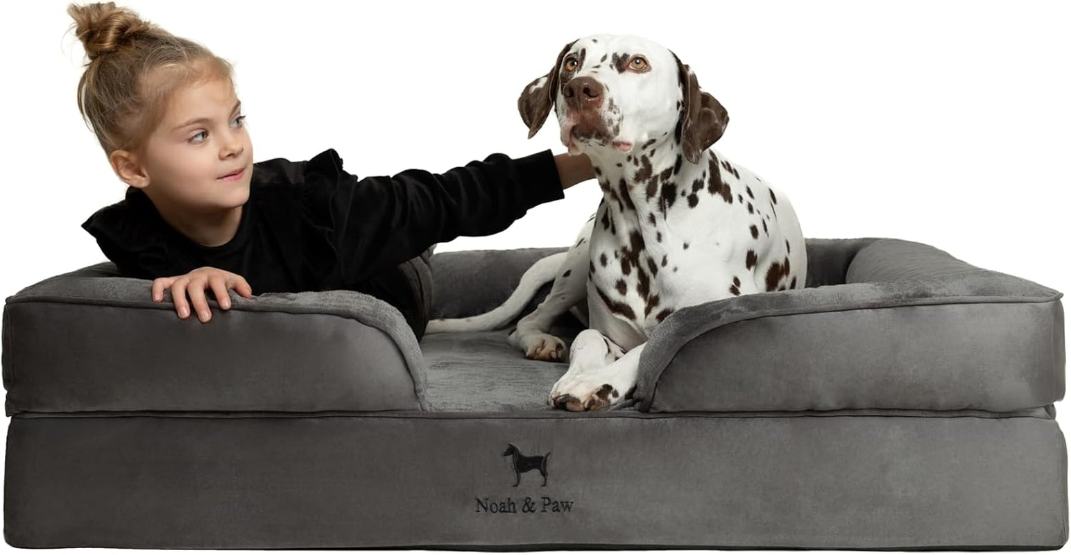 noah-paw-large-dog-bed-35x25x11-inch-orthopedic-dog-beds-eggshell-memory-foam-infused-with-cooling-gel-inner-cover-water-resistant-machine-washable-faux-leather