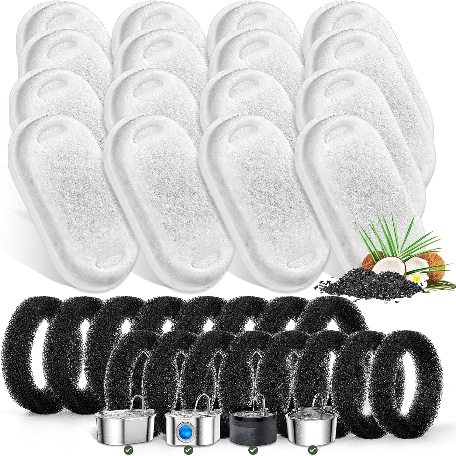 cat-water-fountain-filters-for-stainless-steel-67oz-2l-adjustable-water-flow-pet-fountain-8-pack-pet-replacement-filters-with-8-sponges
