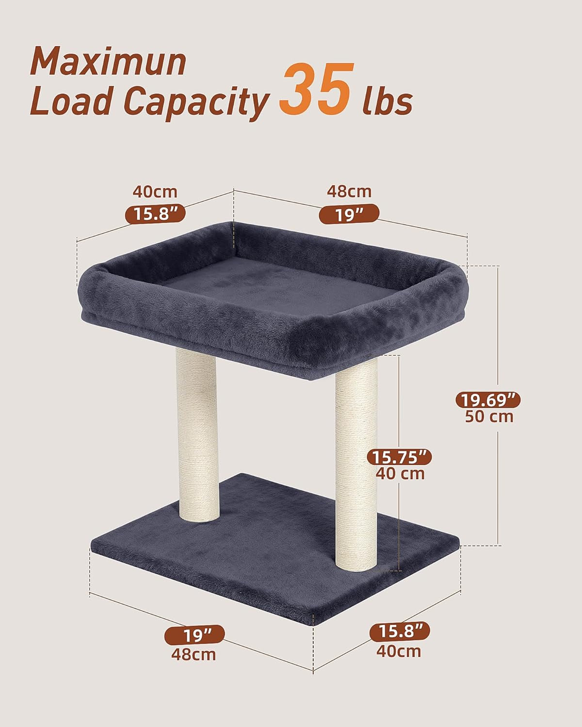 19-small-cat-tree-with-scratching-post-for-indoor-cats-with-perch-dark-gray-removable-19-15-8-perch-bed-dual-natural-sisal-scratcher-small-cat-tower-space-saving