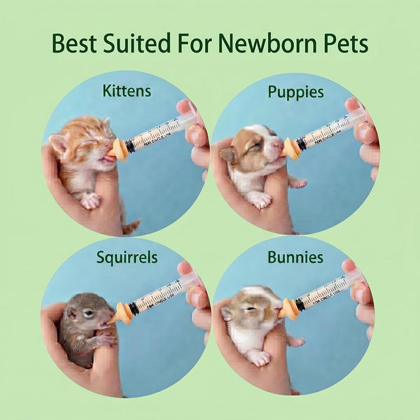 Pet Nursing Kit, Anti-Choke Curved Tip Syringe & Kitten Bottle Feeding Set with Pre-Pierced Silicone Nipples, Formula Dispenser for Newborn Puppies, Kittens, and Wildlife Rehabilitation6