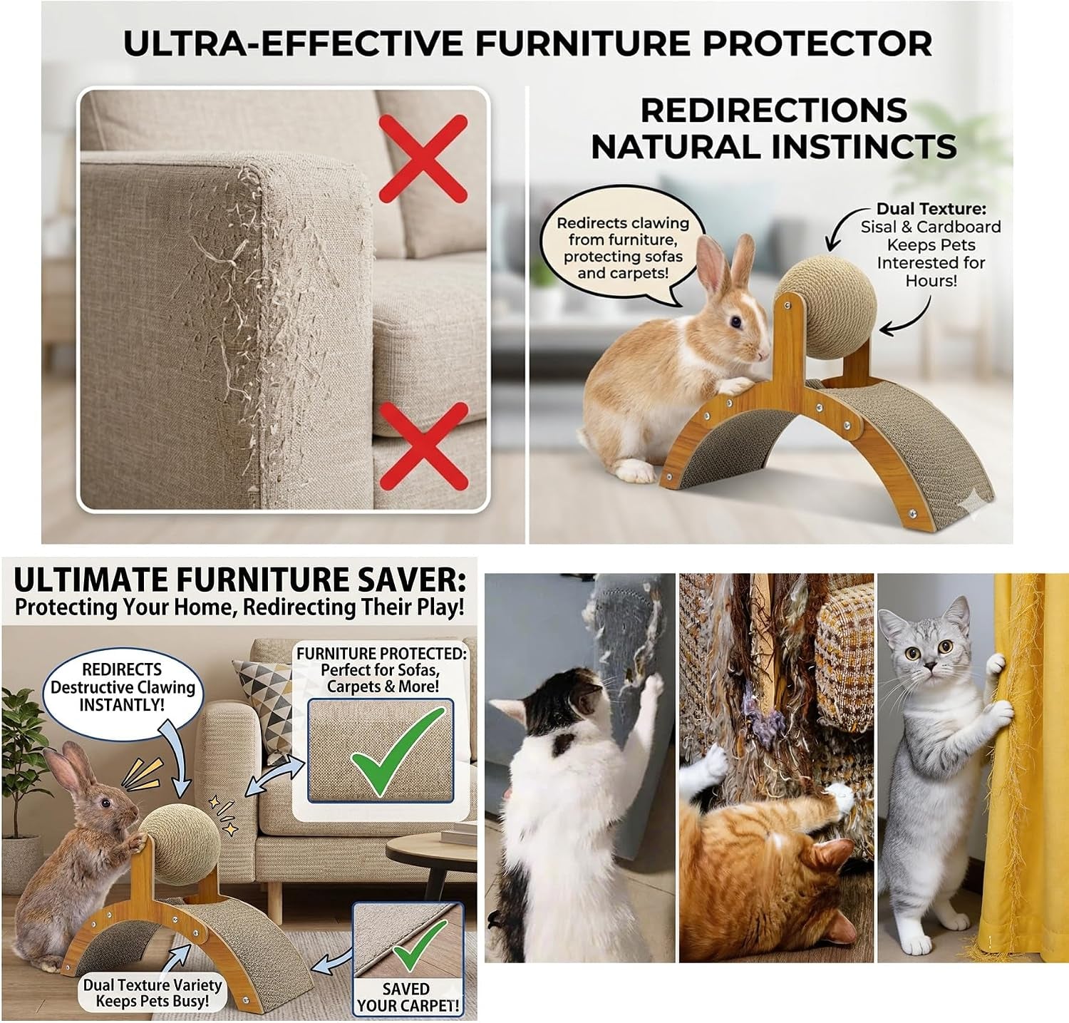 2-in-1-rabbit-scratching-toy-natural-sisal-ball-corrugated-cardboard-pad-bunny-claw-scratcher-stable-wood-arch-bridge-interactive-toys-for-rabbits-kittens-ferrets-chinchillas