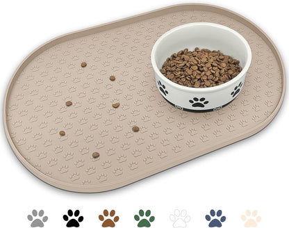 Silicone Pet Placemat, Waterproof Pet Feeding Bowl Mat, Brown, 24" * 16"14