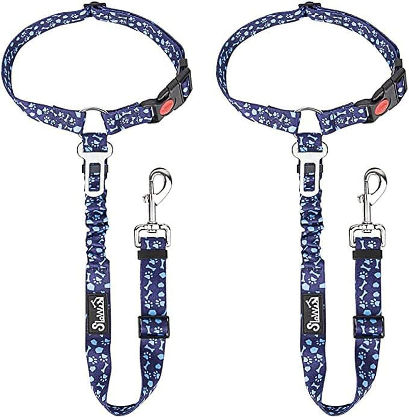 slowton-dog-seat-belt-for-car-2-pack-dog-car-harness-seatbelt-adjustable-with-elastic-bungee-buffer-2-in-1-pet-car-leash-headrest-restraint-dog-reflective-safety-tether-black-headrest-clip