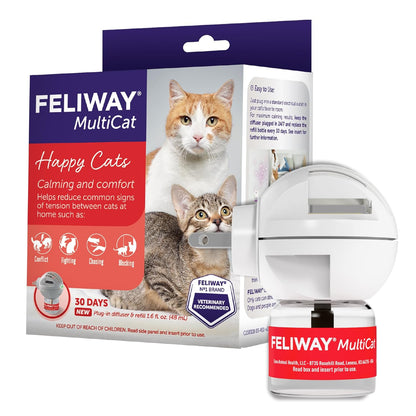 FELIWAY Multicat Cat Calming Pheromone Diffuser Kit | Helps Reduce Fighting, Tension and Aggression between Cats Due to Stress for Multi‑Cat Homes, 30 Day Supply1
