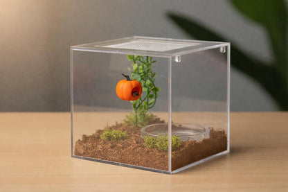 3Pcs Pumpkin Jumping Spider Hide Jumping Spider Enclosure Accessories Magnetic Mounting for Climbing, Resting and Exploration Small Reptile Enclosure Accessories (Pumpkin Hide)5