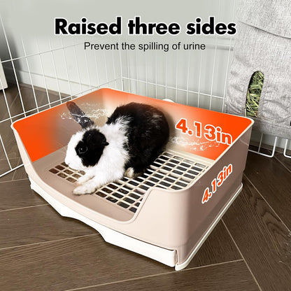 Large Rabbit Litter Box Bunny Litter Box, Potty Training for Rabbits Litter Pan with Drawer, Rabbit Bedding Toilet for Adult Guinea Pig, Ferret, Bunny and Other Animals (Brown)3