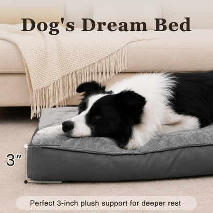 Dog Crate Bed Waterproof Deluxe Plush Dog Beds with Removable Washable Cover Anti-Slip Bottom Pet Sleeping Mattress for Large, Medium, Jumbo, Small Dogs, 41 X 27 Inch, Gray4
