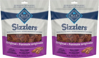 Blue Buffalo Sizzlers Natural Soft Dog Treats, Bacon-Style Soft-Moist Dog Treats with Real USA Pork, Original Flavor, 6-Oz Bag10