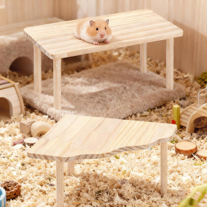 2-Piece Set Hamster Play Wooden Platform for Dwarf Syrian Hamsters Gerbils Mice Degus or Other Small Pets5