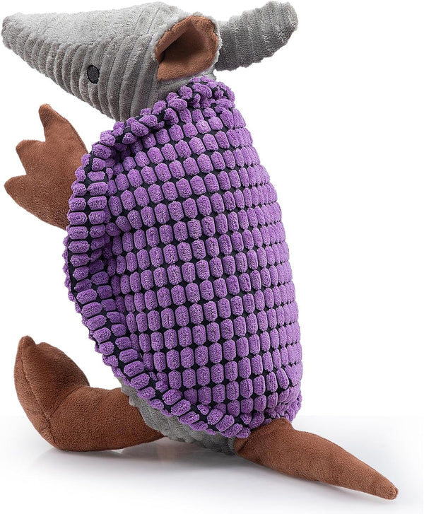 Hollypet Plush Dog Squeaky Toy Stuffed Armadillo Animal Pet Puppy Chew Toys with Clean Teeth for Small Medium Large All Breed Sizes Dogs, Gray, 8 In27