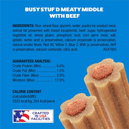 Purina Busy Stuf'D Medium Long-Lasting Dog Chews, Real Beef, 21 Ct Pouch | Medium Chews for Dogs 25-55 Lbs Made with Real Beef; Long Lasting, Non-Rawhide Treats with Double the Meaty Middle5