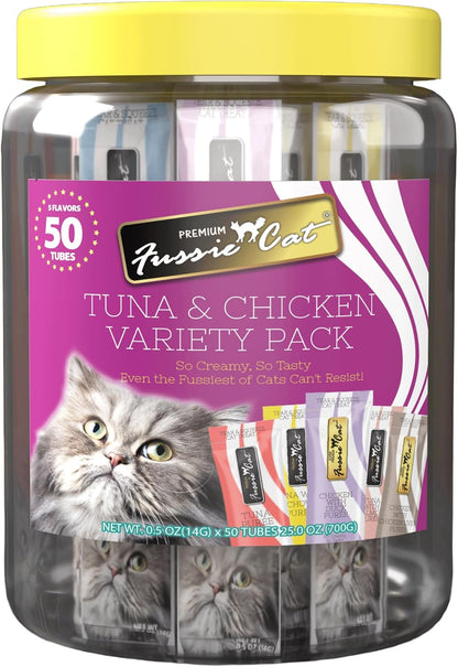 Fussie Cat, 0.5 Ounces Each, 50 Tubes, Ocean Fish Variety 10 Flavors15