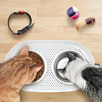 All for Paws Height Adjustable Cat Elevated Bowls Stainless Steel Dog Food Water Bowls, Height Adjustable Cat Feeder Mess Proof Pet Feeding Bowls for Small to Large Size Cats9