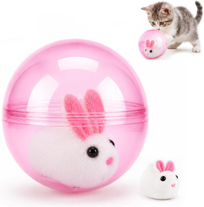 2026 Self-Rolling Interactive Cat Ball, Moving Rolling Cat Ball 360° Rolling Spin Moving Cat Ball, Cute Pet Rotating Toys, Fun Indoor Interactive Pet Ball for Cats Dogs Chasing ((Pink, Little Rabbit))1