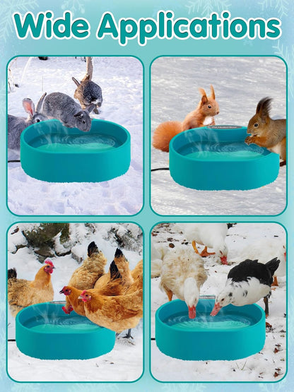 3.7L Heated Water Bowl for Outdoor Dogs Cats - 30W Thermostatic Control Heating Pet Bowl with 6.6Ft Bite-Proof Cord for Winter Chickens7