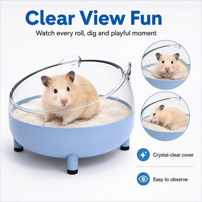 Meow&Woof Hamster Sand Bath Container, Large Sandbox Toilet Gerbil Batheoom, Tiny Chinchilla Dust Bathtub Sand Bath Box for Hamster Cage Accessories 5.2 Inch - Blue5