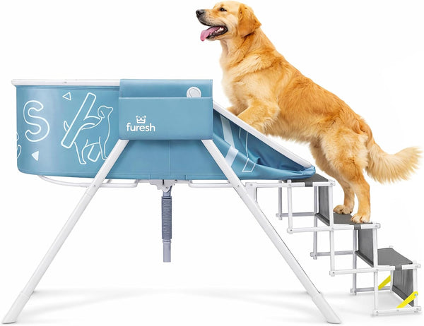 Furesh Foldable Dog Washing Station for Large Dogs with Stairs | Reinforced Aluminum Frame with Foldable Stairs for Safe, Elevated Bathing and Compact Storage.1