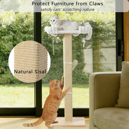 Cat Scratching Post with Large Window Perch, 47-Inch Tall Sisal Cat Tree | Glass Suction-Cup Mounting; for Large Cat & Maine Coons; Thick Square Sisal Post; Ultra-Soft Bolstered Bed; Hold up to 45 Lbs6
