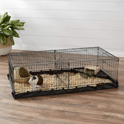 Amazon Basics Leakproof Canvas Bottom Guinea Pig Cage, Easy to Clean Small Animal Habitat with Divider Set, Indoor/Outdoor, Portable, No Tools Needed, 47.6"L X 24.2"W X 14"H, Black9