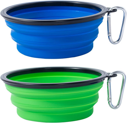 Large Dog Bowl Pet Collapsible Bowls, 2 Pack Collapsible Dog Water Bowls for Cats Dogs, Portable Pet Feeding Watering Dish for Walking Parking Traveling with 2 Carabiners (Large, Black+Black)21