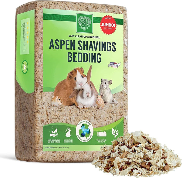 Small Pet Select Premium Natural Aspen Bedding, Animal Bedding for Small Indoor and Outdoor Pets, Made in the USA, Jumbo Size 141 L Pack | Natural Wood Bedding, Low Dust, Odor Control, Made in USA, for Indoor & Outdoor Rabbits, Hamsters & Small Pets1