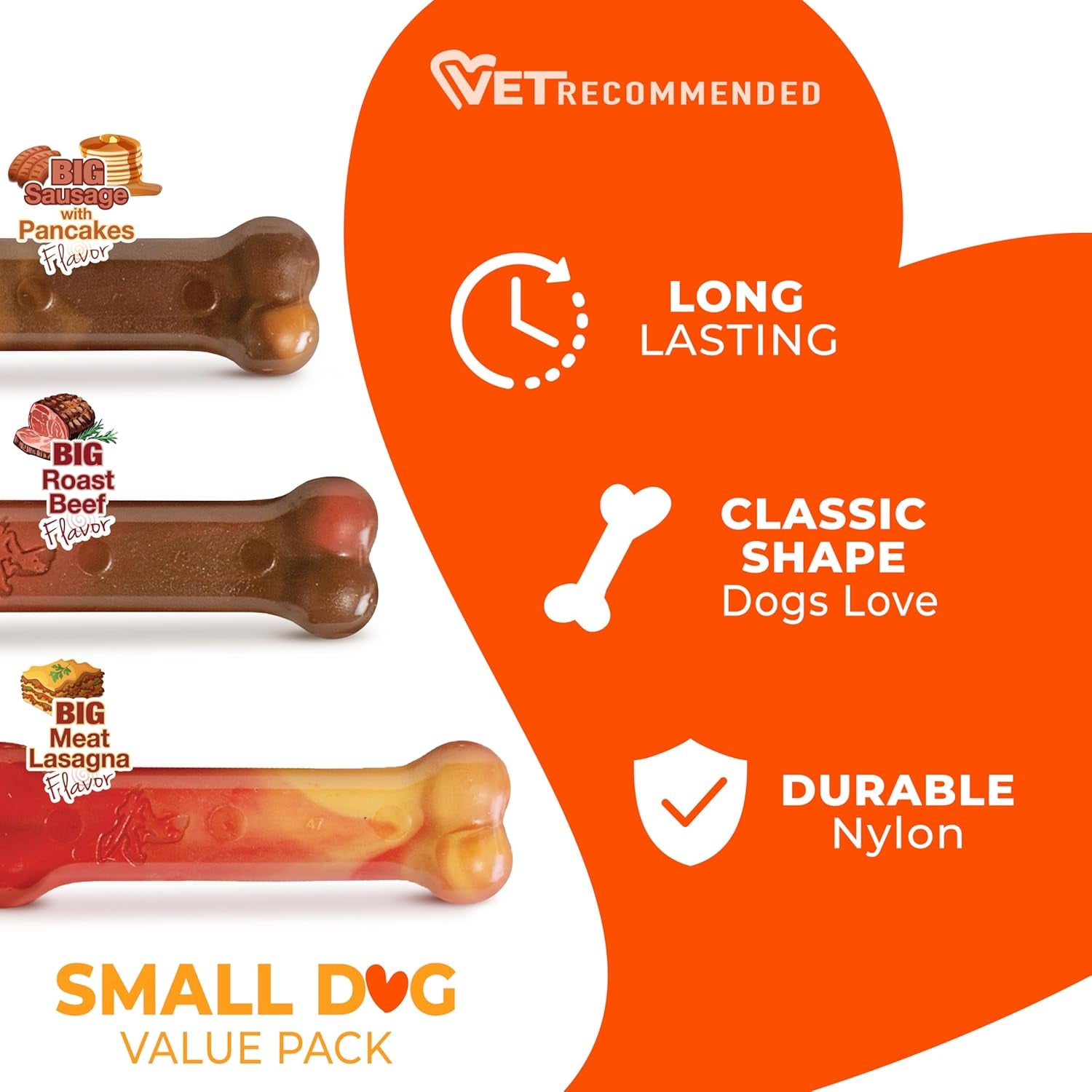 nylabone-power-chew-original-bone-dog-chew-toys-x-small-3-count-pancakes-sausage-roast-beef-meat-lasagna-flavor-durable-long-lasting-flavor-throughout-for-dogs-up-to-15-lbs