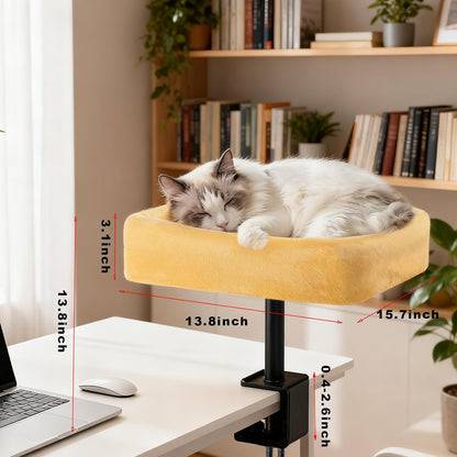 Cat Desk Bed, Sturdy Cats Bed for Desk with Washable Cover, Dual-Sided Breathable Summer & Winter, Comfortable Soft Pet Nest Bed with Reinforced Steel Frame, Easy Assembly for Home Office/Study Room9