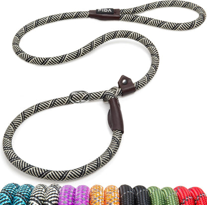 Fida Durable Slip Lead Dog Leash, 6 FT X 1/2" Heavy Duty Dog Loop Leashes, Comfortable Strong Rope Slip Leash for Large Medium Dogs, No Pull Pet Training Lead with Highly Reflective(1/2", Black)24