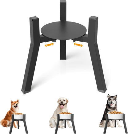 Dog Bowl Stand for Medium Large Dogs, Adjustable Width Elevated Dog Bowls 7-10.6", Raised Dog Food Water Bowls, 11 Inch Tall Single Holder, Black,Bowl Not Included16