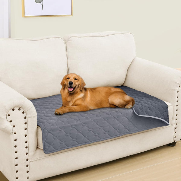 Smiry Waterproof Dog Bed Cover, Reversible Pet Blanket for Sofa Couch | Soft Washable Dog Blanket, Leakproof Couch Cover for Dogs Cats & Furniture Protection, 52X82, Grey/Dark Grey110