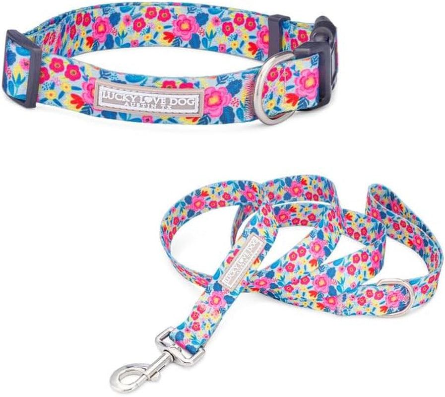 lucky-love-dog-easy-click-buckle-dog-collar-with-leash-set-combo-durable-comfortable-for-male-female-dogs-pet-collar-for-medium-dogs-secure-fit-blackbird-combo-medium