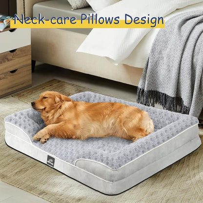 Orthopedic Dog Bed for Large Medium Sized, Washable Memory Foam Large Dog Bed, Medium Pet Sofa with Removable Cover, Washable Waterproof Pet Couch Beds(Grey, L)5