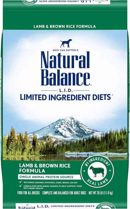 Natural Balance Limited Ingredient Adult Dry Dog Food - Complete Nutrition for Adult Dogs - Wholesome Grains Brown Rice Recipe - Limited Ingredient Formula - 24 Lb - Lamb & Brown Rice23