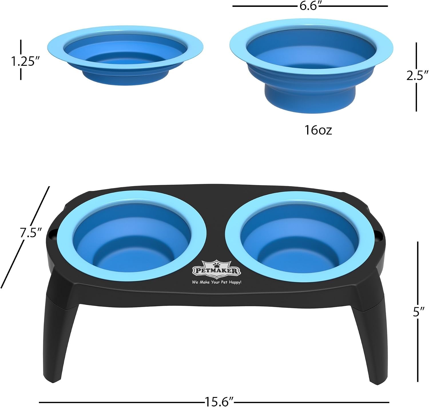 elevated-pet-bowls-collection-with-non-slip-stand-for-dogs-and-cats-removeable-and-collapsible-silicone-feeder-for-food-and-water-16-oz-each-by-petmaker-pink-blue