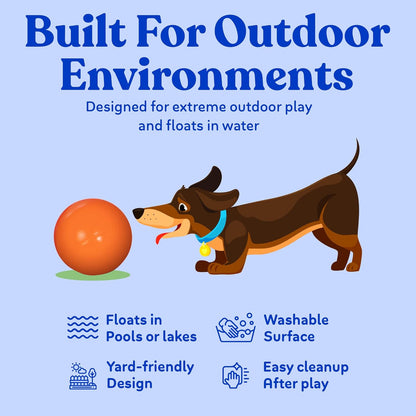 Doggie Dooley Virtually Indestructible Dog Ball - 10 Inch Hard Plastic Interactive Dog Toy for Large Breeds over 45+ Lbs - Built for Herding & Push Play - Floats in Water, Made in USA - Red6